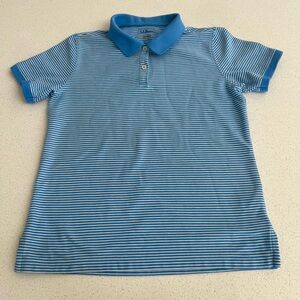 L.L. Bean Boys Light Blue & White Striped Polo